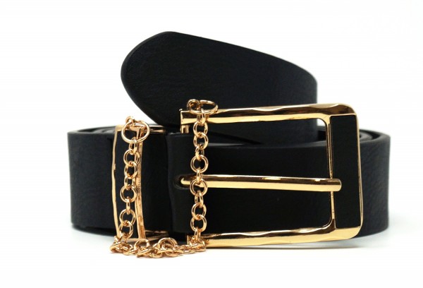 New Look Damen Gürtel Chain Keeper, schwarz, Gr. S/M (75-95cm)