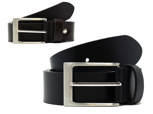 VITTOZZI Herren Ledergürtel 151-40, reines Rindsleder, Breite 4 cm