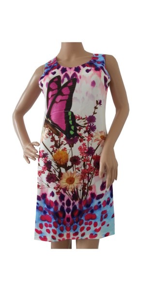 Kleid, Tunika, Longshirt mit Blumenmuster und Schmetterling